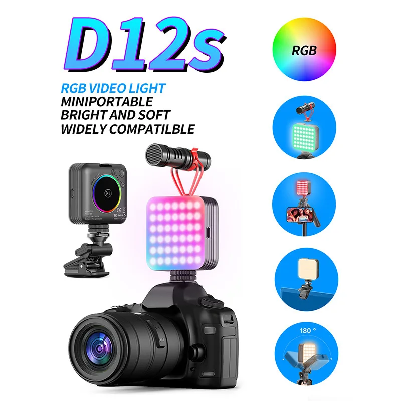 Mini luz de preenchimento para celular, luz de atmosfera de beleza rgb, luz de preenchimento para transmissão ao vivo de celular, luz de fotografia led 2500-9000k