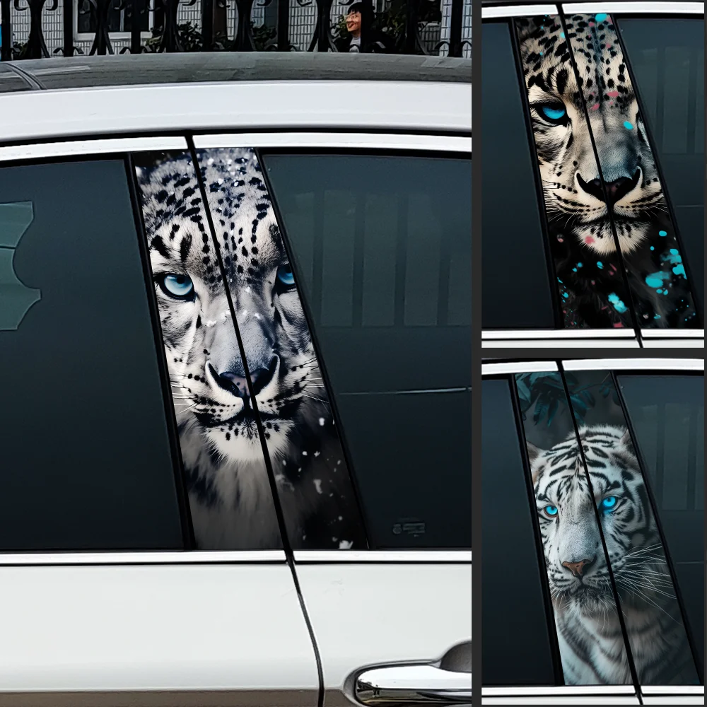 

White Tiger Car Stickers Car B-pillar Decal Waterproof Stickers Auto Center Pillar Sticker Cover Scratches Decor Accessories