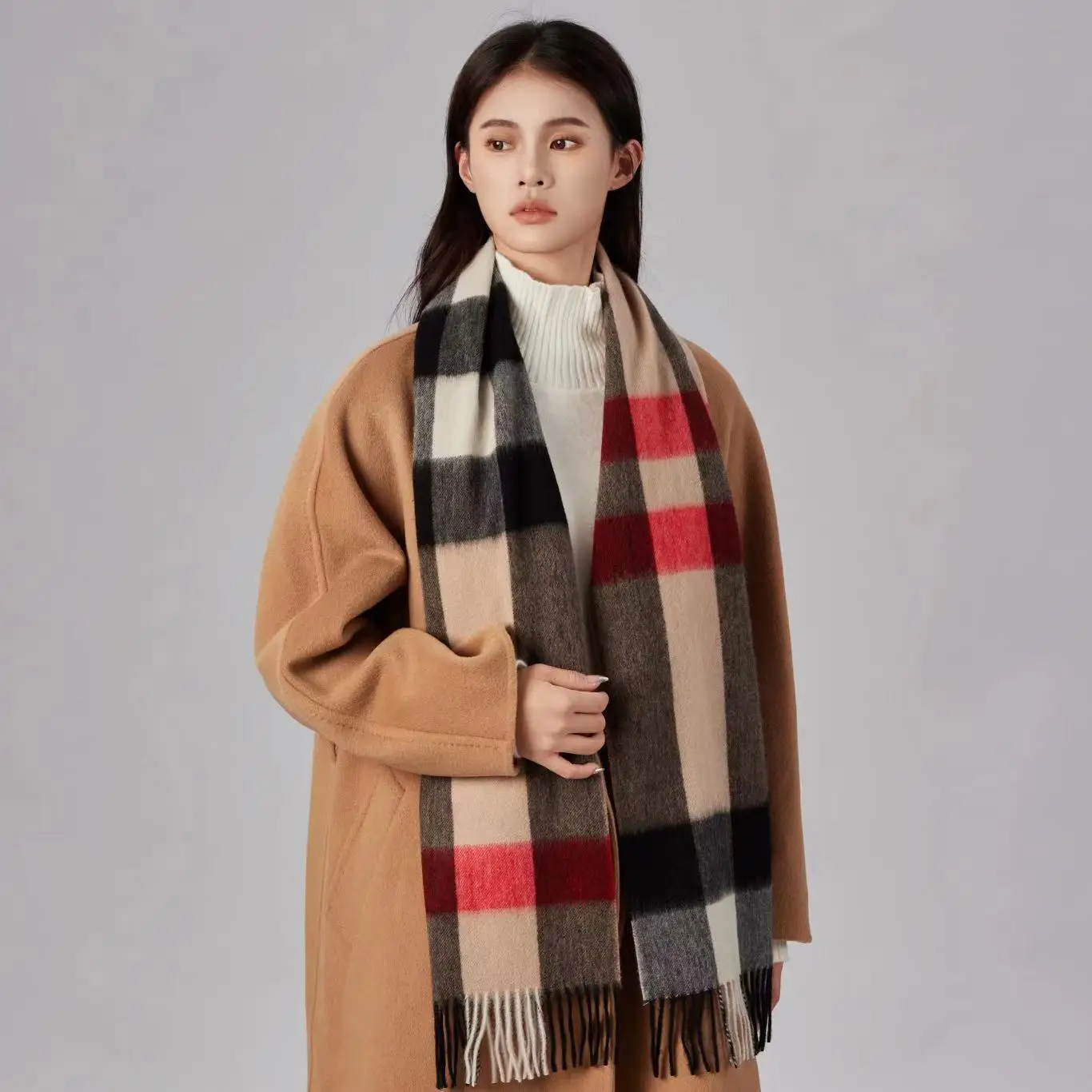 2024 New Wool Scarf for Women Luxurious Long Simple Women\'s Plaid, Popular Winter Style Versatile Men\'s Scarf Women Luxury