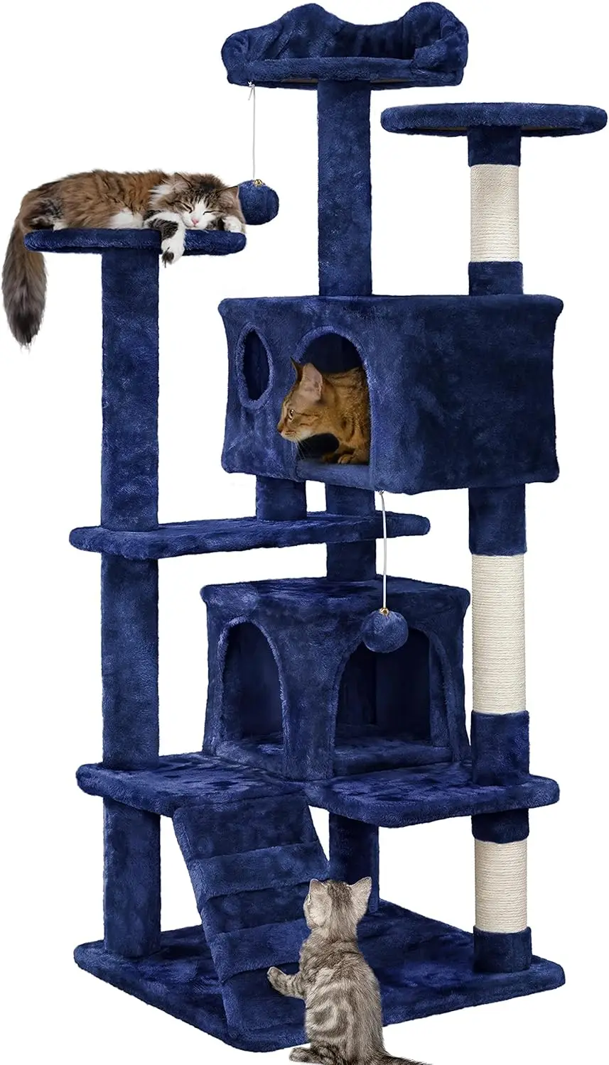 54 inch Cat Tree Tower Apartment Furniture with Scratching Pillars for Kitten Pet House Play