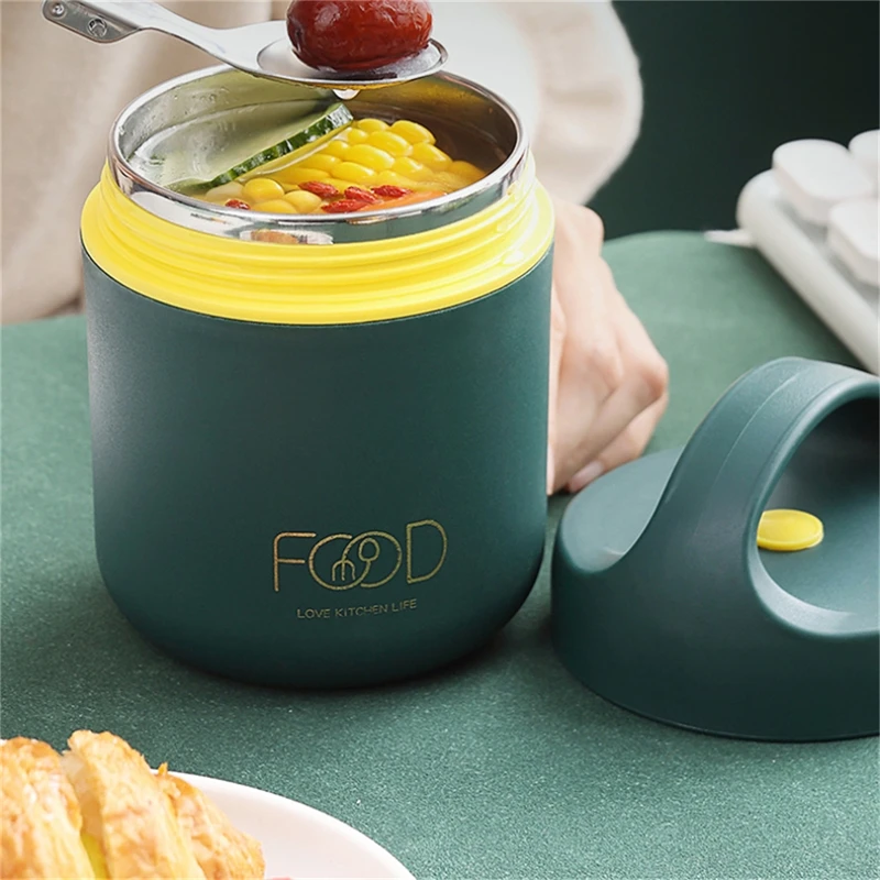 

Children Warmer Bento Lunch Box Stainless Steel Soup Cup With Spoon Seal Heat Preservation Food Insulated Lunch Bag For Students