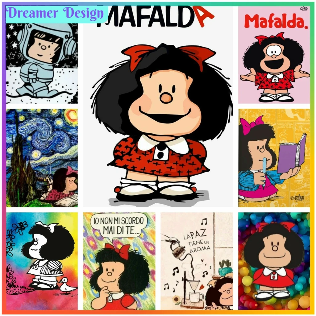 Mafalda Classic Cartoon Cute Cross Stitch Artificial Diamond Painting Kits Mosaic Embroidery Wall Decor 5D DIY Art New Handcraft