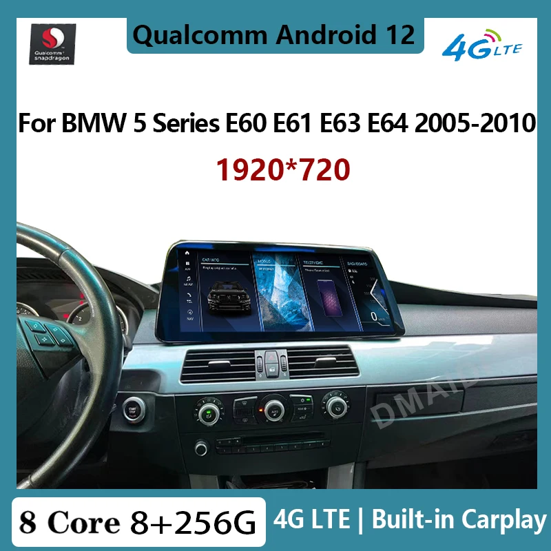 

Android 12 Snapdragon 12.5 Inch Car Radio Stereo Video For BMW 5 Series E60 E61 E62 Multimedia Player GPS Navigation Carplay 4G