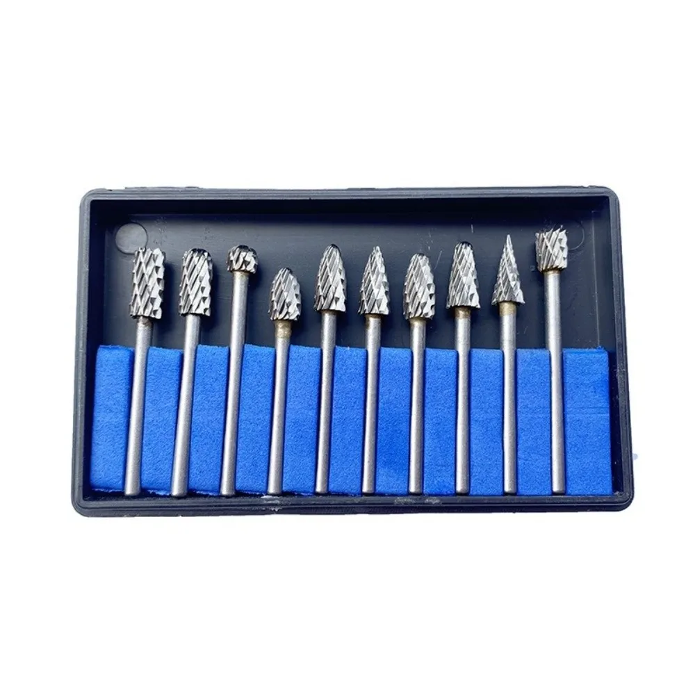 

10pcs/set Precision Mini Tungsten Carbide Burr 6mm Shank Industrial Grade Grinding Head Hard Alloy Rotary File Metal Engraving