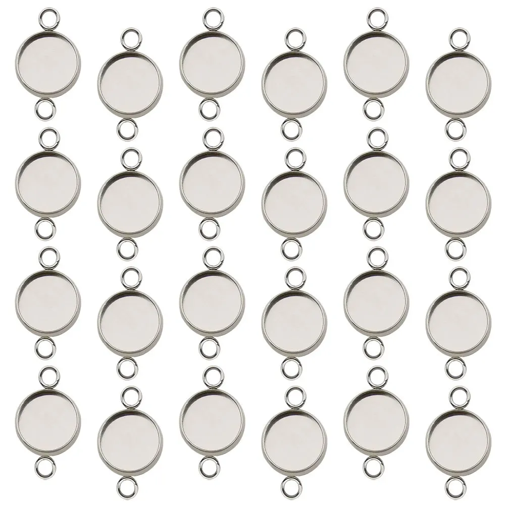 

50pcs Stainless Steel Base 12Mm Silver Diy Jewelry Making Pendant Handmade Fashion Necklace Dangle Keychain Scrapbooking