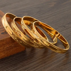 24k/9K 65MM Dubai Wedding Bangles For Women Ethiopian Jewelry Gold Color Indian Bangles Bracelets Women Birthday Jewelry Gifts