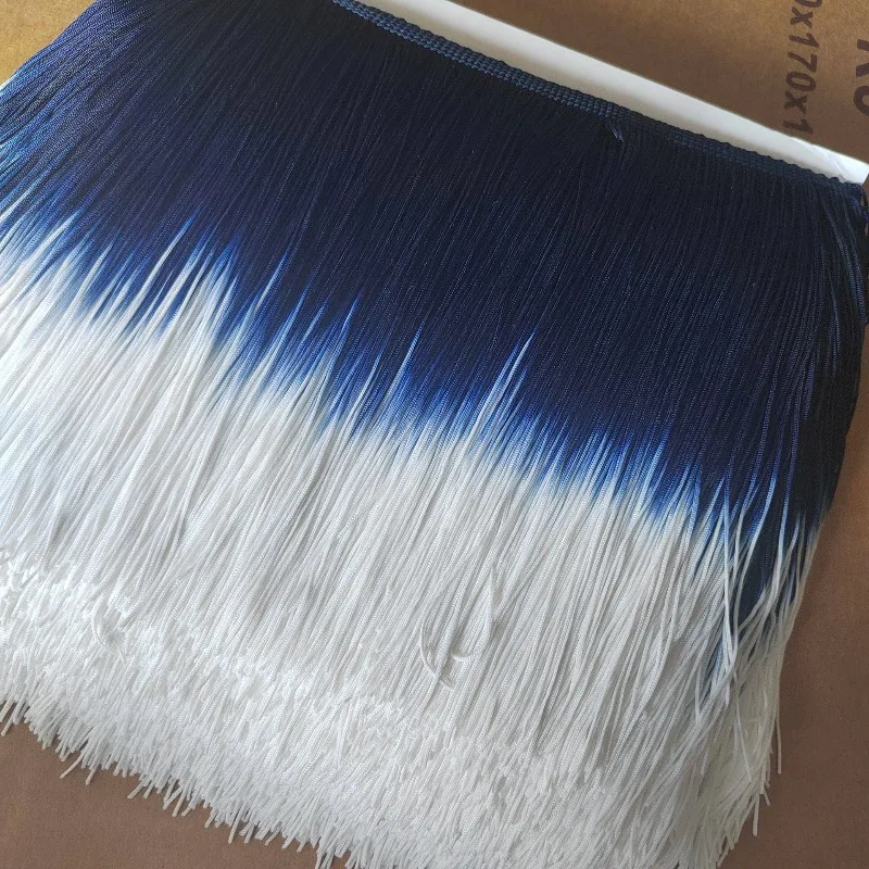 

20 cm gradual change color tassel encryption two-color nylon row beard Latin dance dress decoration