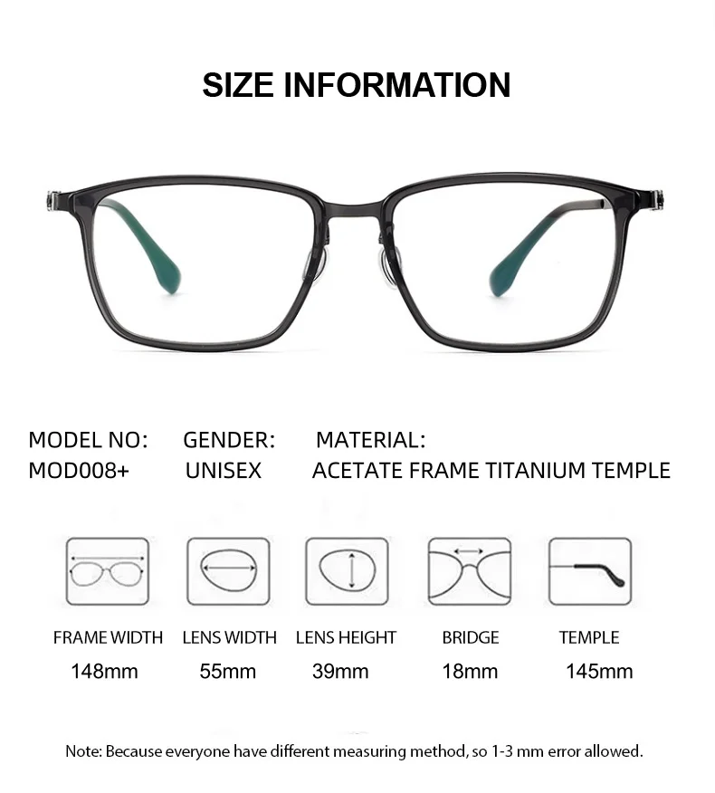 ELECCION وصفة طبية نظارات فائقة الجودة إطار نظارات بصرية الرجال نظارات نسائية قصر النظر مكافحة بلو راي قصر النظر اللونية