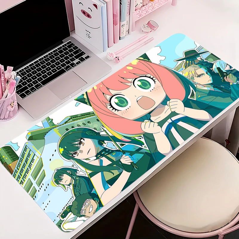Mouse pad gamer antiderrapante anime tapete de mesa jogos acessórios para pc tablet grande hd mousepad estendido s-espião x família teclado tapete