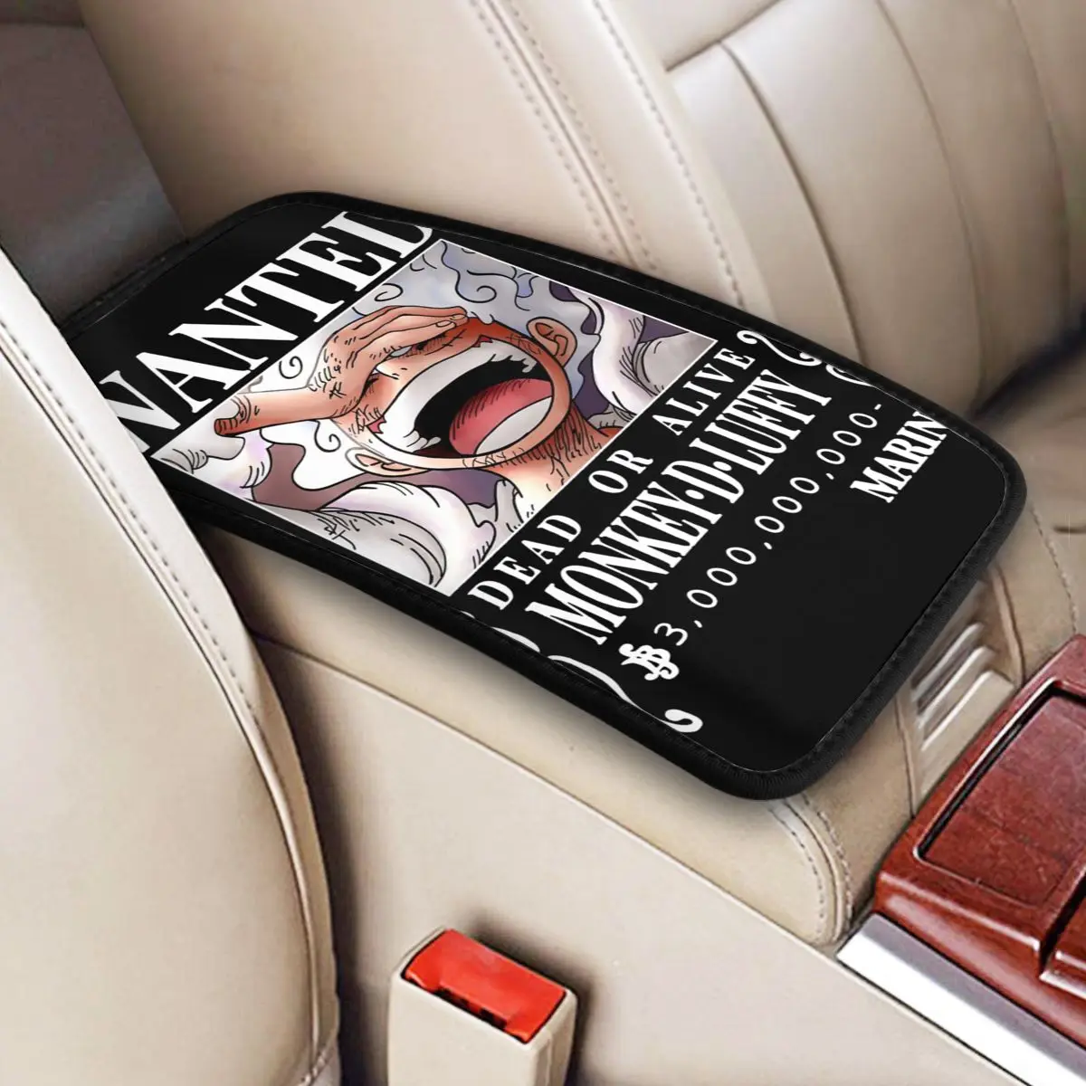 32x19cm Car Arm Rest Cover Mat Leather Luffy Yonko Center Console Protective Cushion Pad One Piece Auto Accessories Interior