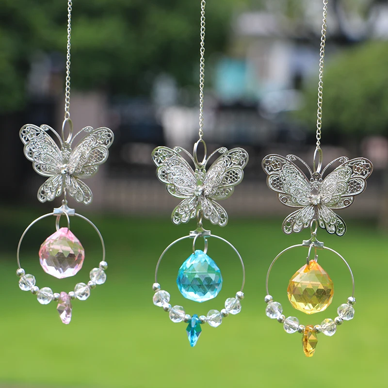 Crystal Sun Catchers Butterfly Suncatchers Window Rainbow Pendant Hanging Crystal Ornament Window Prisms Garden Decoration