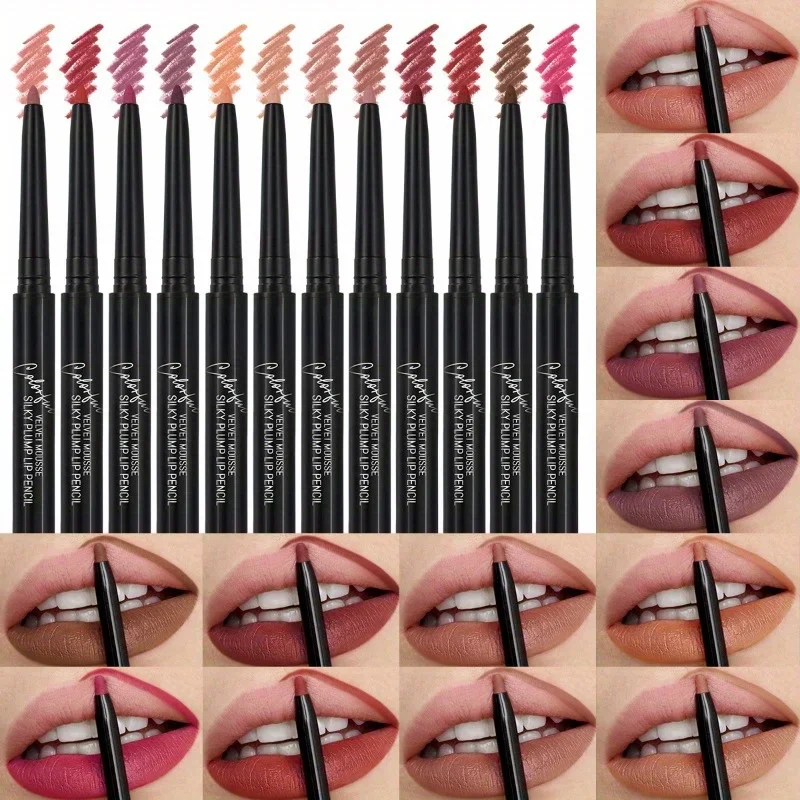 12pcs/set Lip Liner Pencil Set Matte Nude Contour Lipliner Pencil Waterproof Long Lasting Lipstick Pen Lip Tint Cosmetics