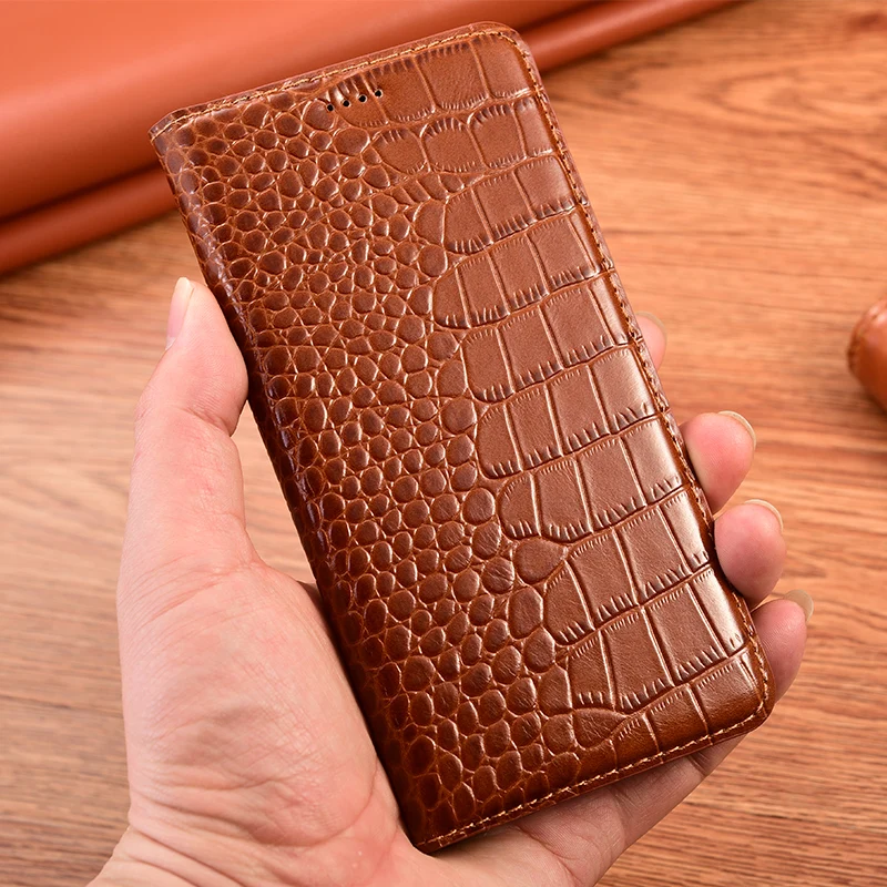 

Crocodile Genuine Flip Leather Case For iPhone 15 Pro Max 11 12 13 14 Pro Max 15 Plus 14Plus 13 12 Mini Phone Wallet Cover Cases