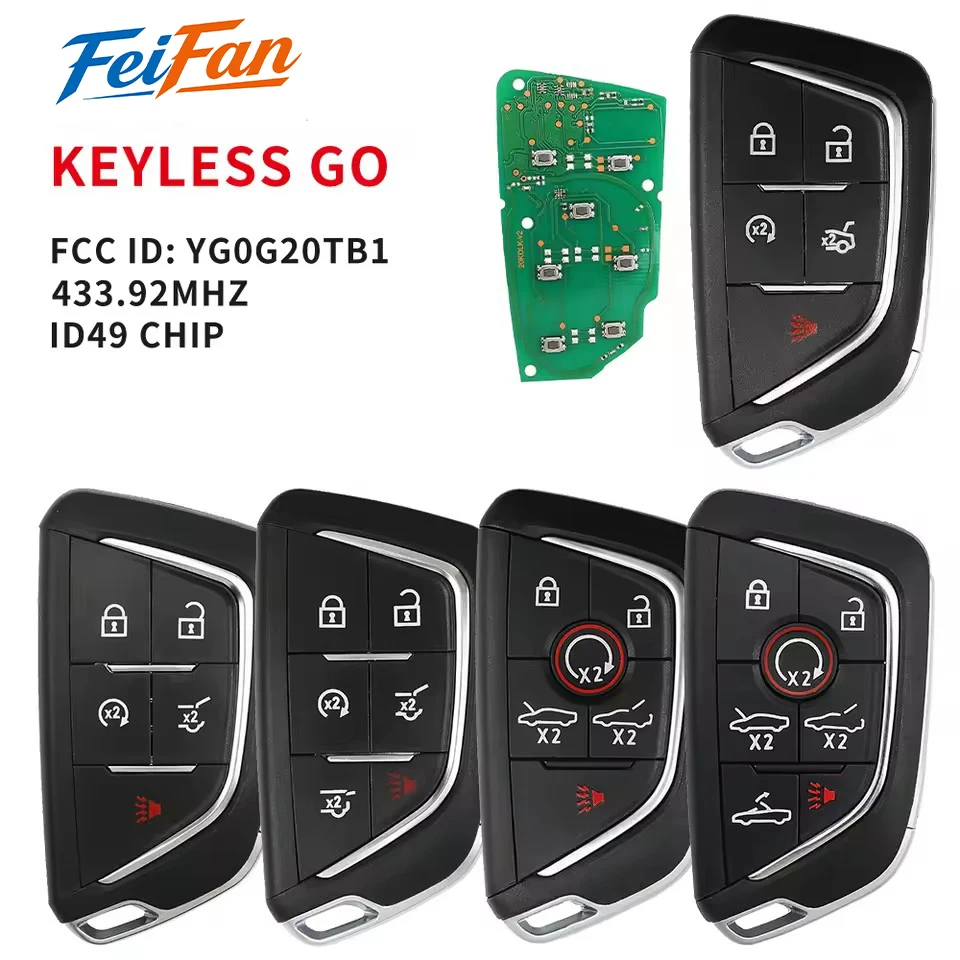 

FeiFan YG0G20TB1 ID49 Chip 434MHz Keyless Go Proximity Car Remote Control Key Fob For Cadillac Escalade CT4 CT5 2020 2021 2022