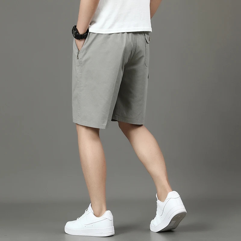 Summer new men\'s work shorts pocket zip trend versatile casual trousers five work trousers