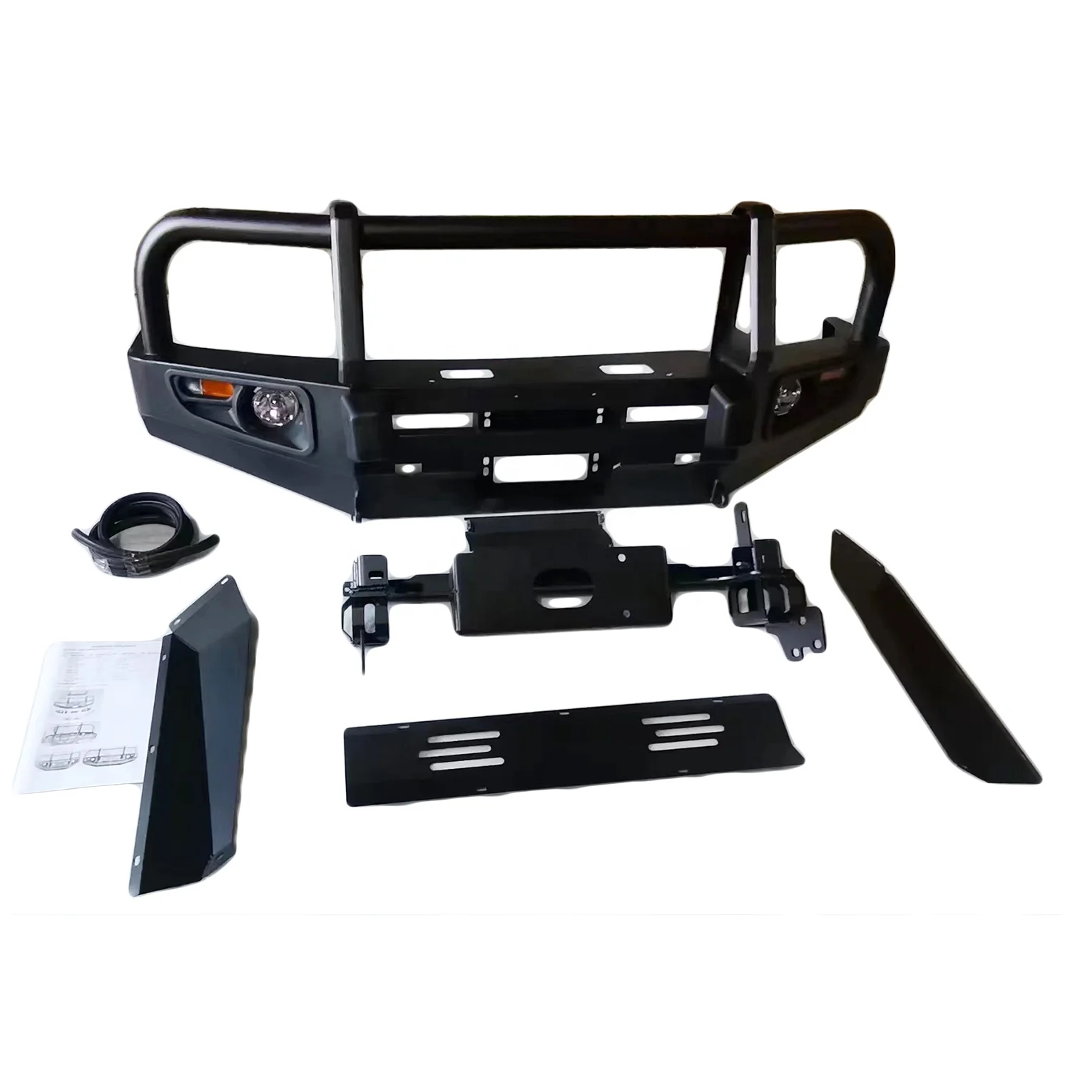 

Комплект переднего бампера с черной стальной бычкой для игрушки ota LC79 LC76, внедорожный пикап, автомобильные аксессуары, фаркоп, вырезы, состояние, новый