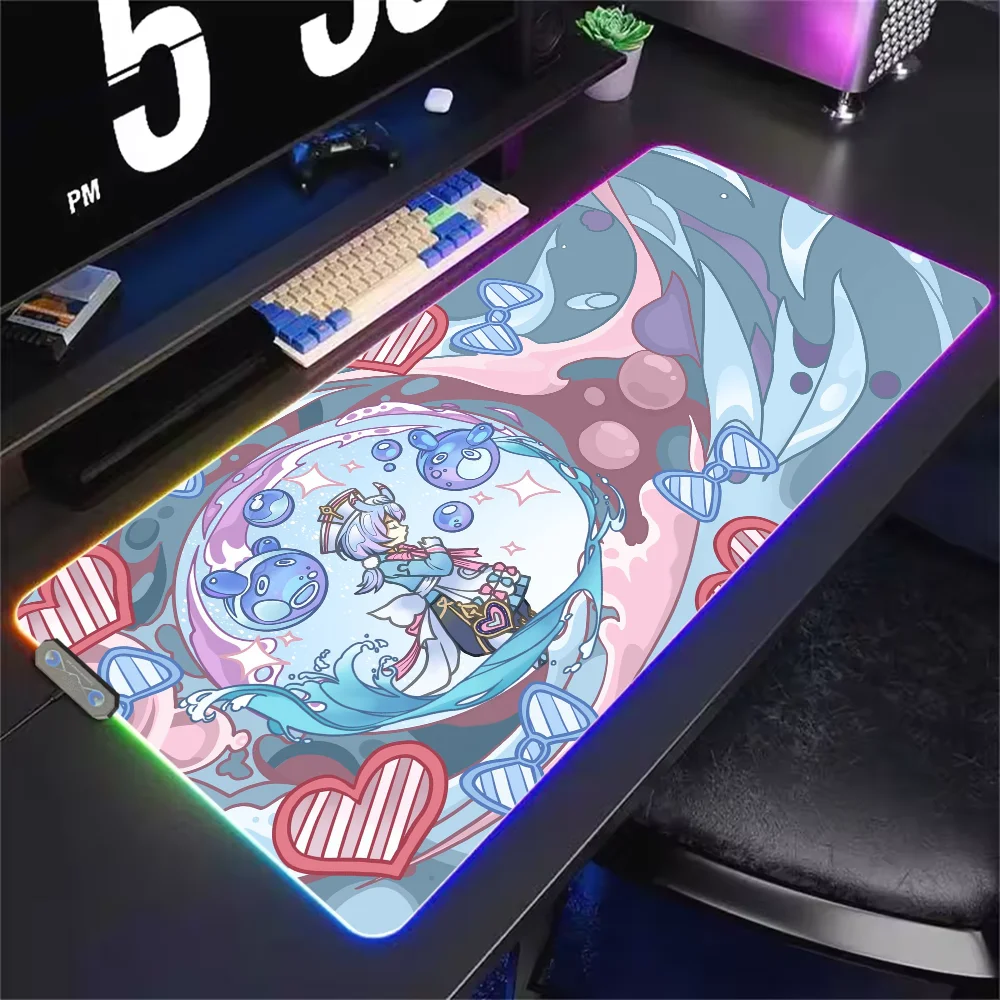 

Game Genshin Impact Sigewinne S Mouse Pad RGB LED Light Non-Slip Rubber Base Waterproof Office PC Home Best Price Desk-Mat USB L