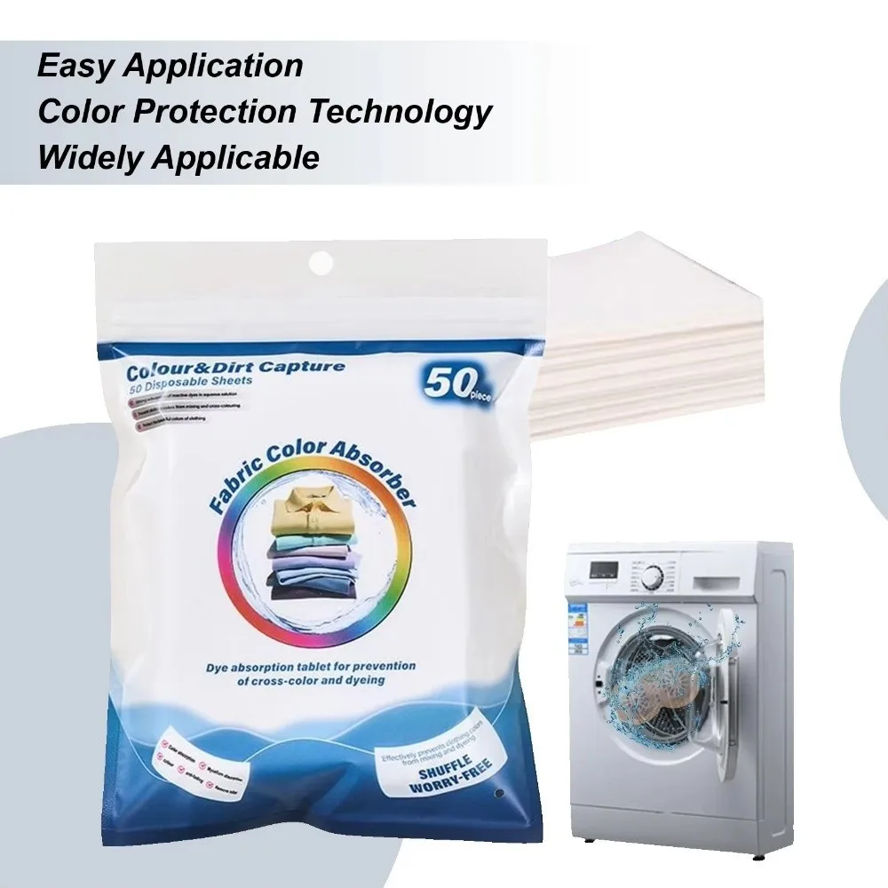 50PCS White Laundry Tablets Clear Odor Color Keeping Color Absorbing Film Anti-String Mixing Wash Color Catcher Sheets Household