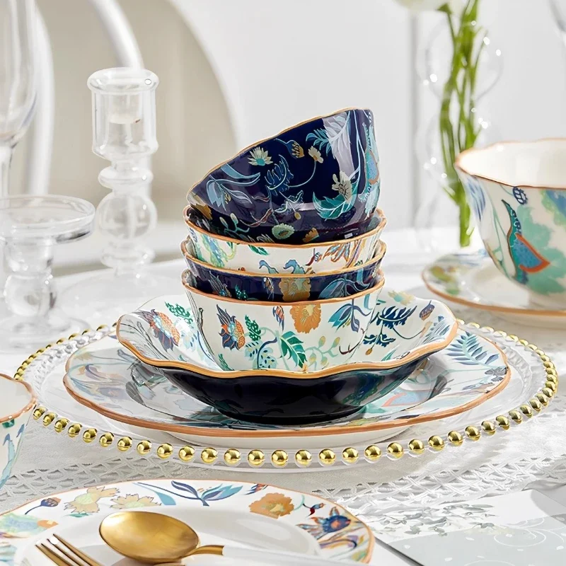 Complete Birthday Dinnerware Design European Style Italian Kitchen Plates Dinner Sets Ceramic Luxury Vajilla Ceramica Dinner Set