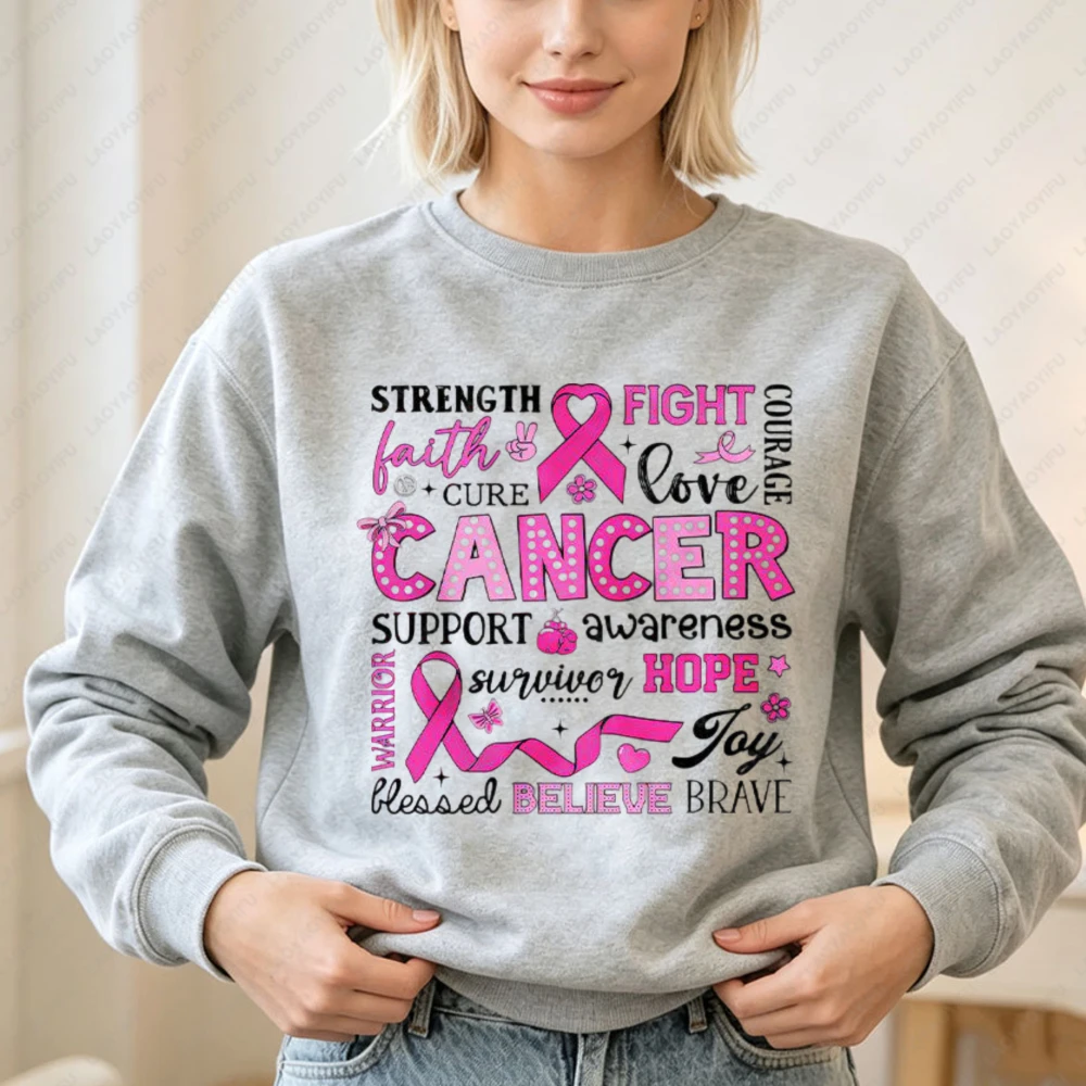 Breast Cancer Awareness Ribbon Sweatshirt In October We Wear Pink Support Crewneck Pullovers Warrior Survivor Hope Ribbon Hoody