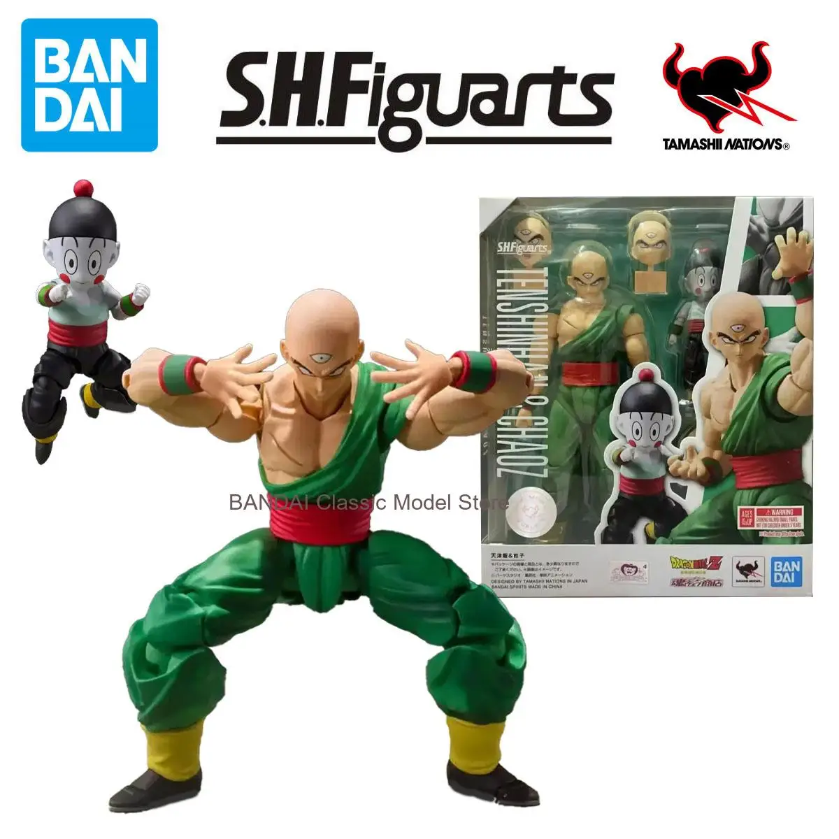 

100% Original Bandai Shf Sh Figuarts Dragon Ball Tenshinhan Chaoz Action Figures Pvc Gift In Stock Classic Hobby Collectibles
