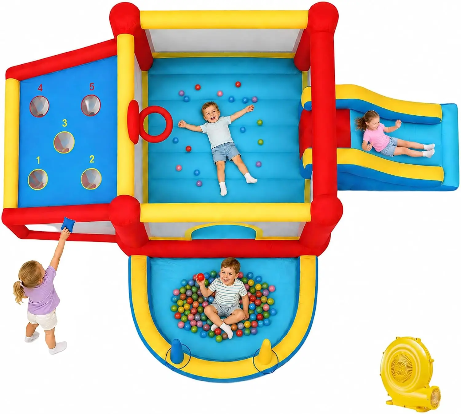 Bounce House Slide Ball Pit Soccer Trampoline Sandbag Game Blower
