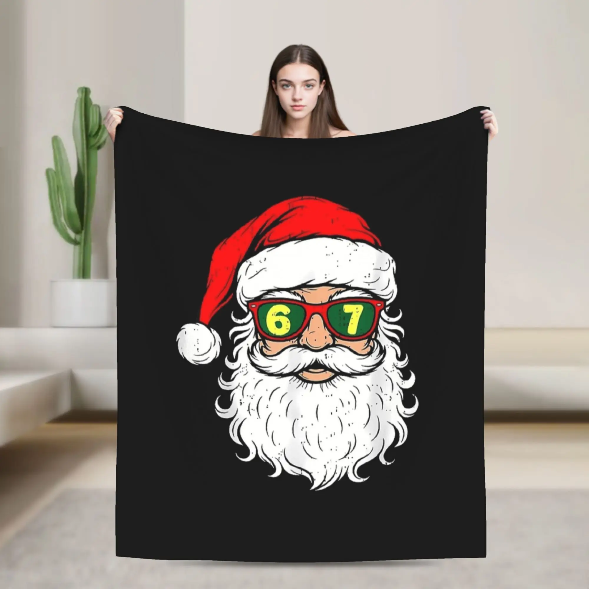 

Soft Blankets Travel Trending Christmas Funny 67 Meme Six Seven Santa Face 6 7 Bedding Throws Bedspread For Outdoor Bed Cover