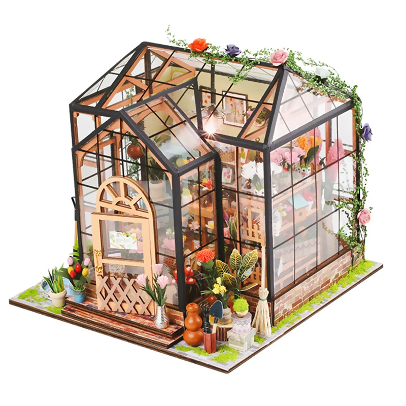 

Flower House Wooden DIY Miniature Dolls House Kits Room Great Gift Idea for Craft Lover