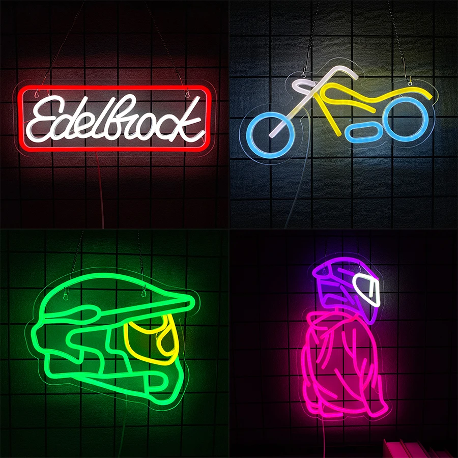 

Неоновая вывеска Edelbrock, светодиодная неоновая вывеска гоночного автомобиля, мотоцикла, ретро-дизайна, магазин по ремонту гаража, декор игровой комнаты, подарки на день рождения