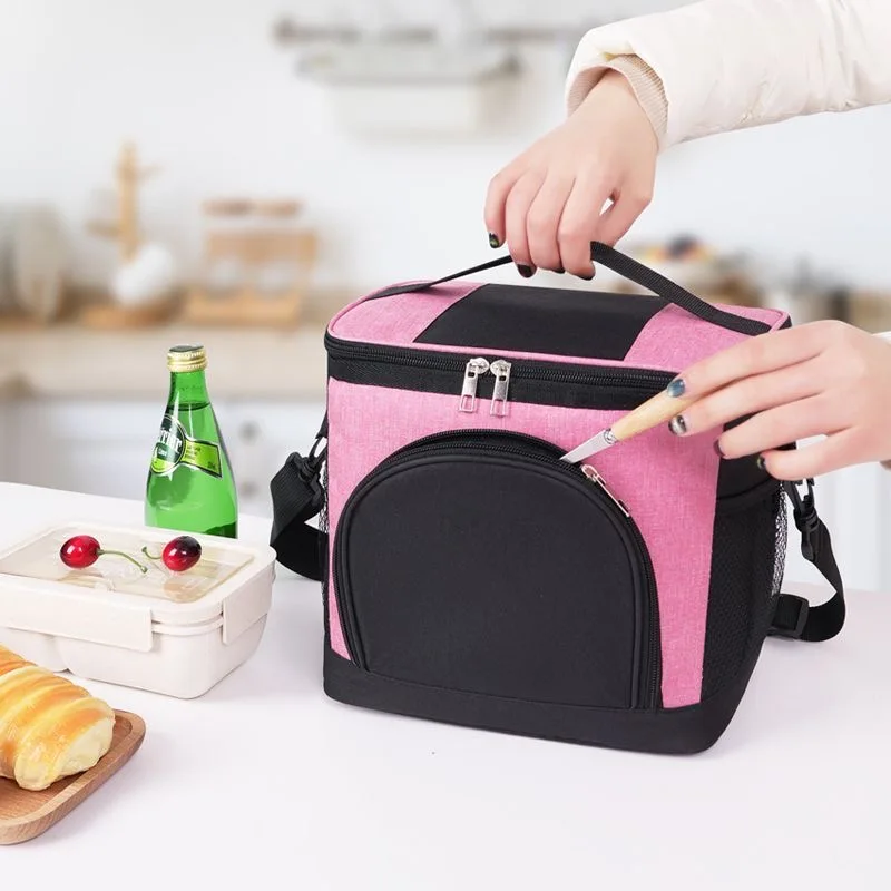 حقيبة غداء محمولة سعة 10 لتر، صندوق حراري للطعام، صندوق غداء مبرد مكتبي متين مقاوم للماء مع حقيبة معزولة بحزام كتف قابل للتعديل