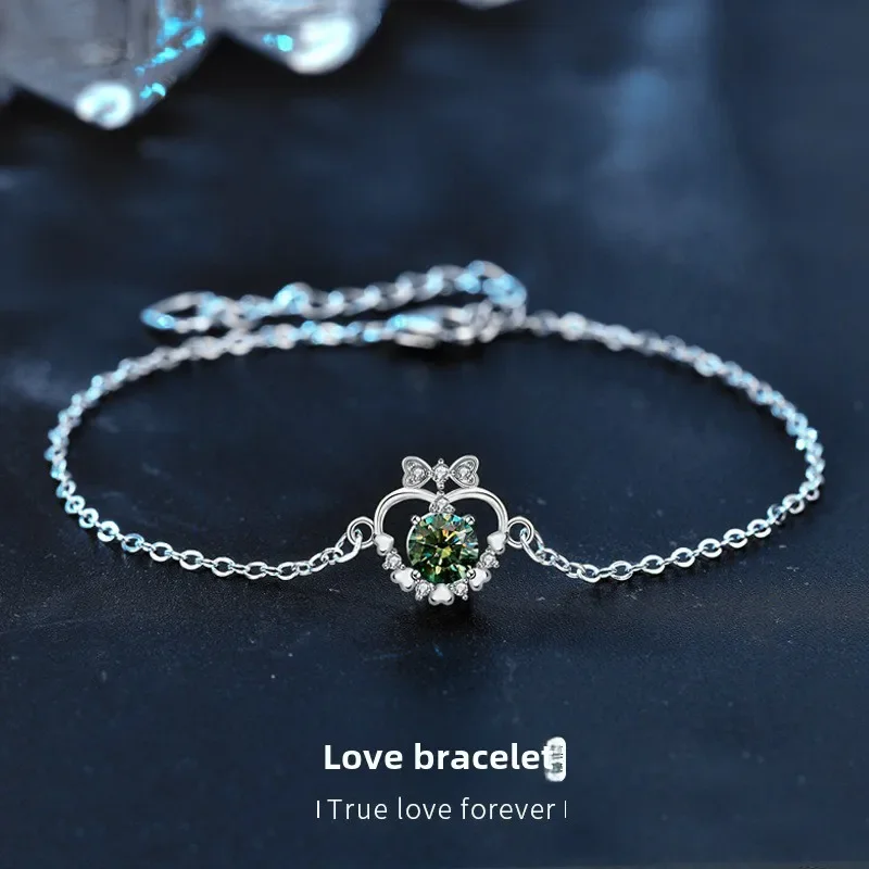 

Light luxury 925 sterling silver love heart moissanite bracelet for women, anniversary valentine's day gift