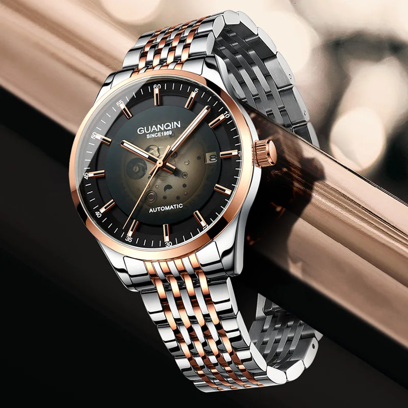 GUANQIN Luxury Men Watch Japan MIYOTA Original Automatic Mechanical Stainless Steel Calendar Business Leisure Waterproof Watches