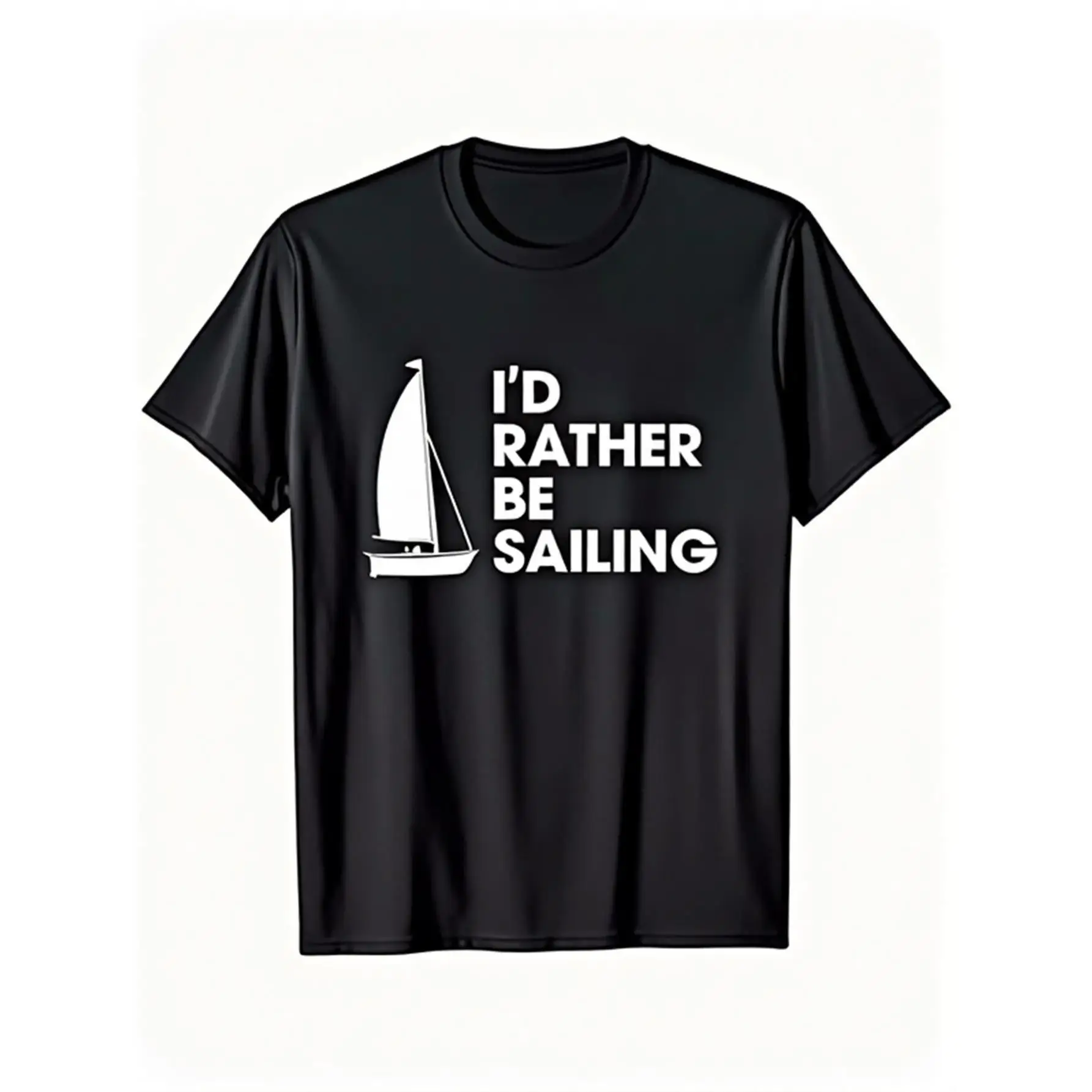 

"I'd Rather Be Sailing" Graphic T-Shirt for Women, Casual Nautical Short Sleeve Top for Summer Beach Holiday