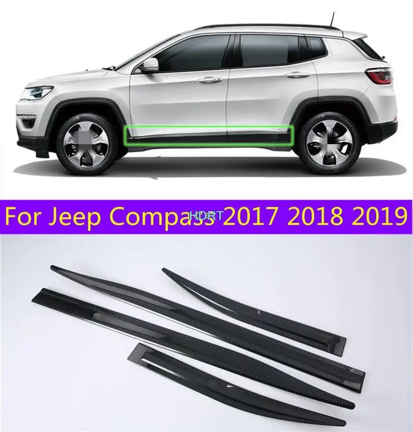 

For Jeep Compass 2017 2018 2019 Stainless Steel Side Exterior Door Body Molding Bottom Cover Trims Decoration Car Accessories