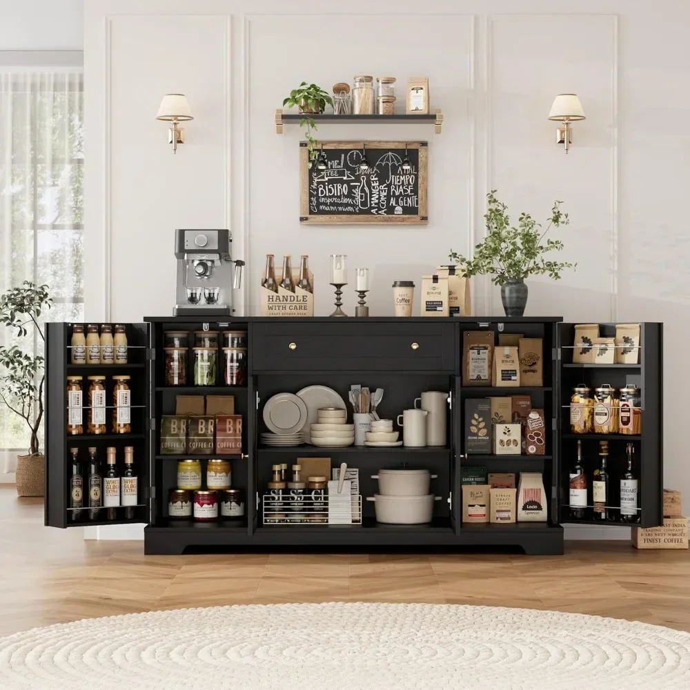 

54" Buffet Cabinet with Storage, Modern Kitchen Buffet Sideboard with Drawer, Wood Coffee Bar Cabinet with Adjustable Shelves