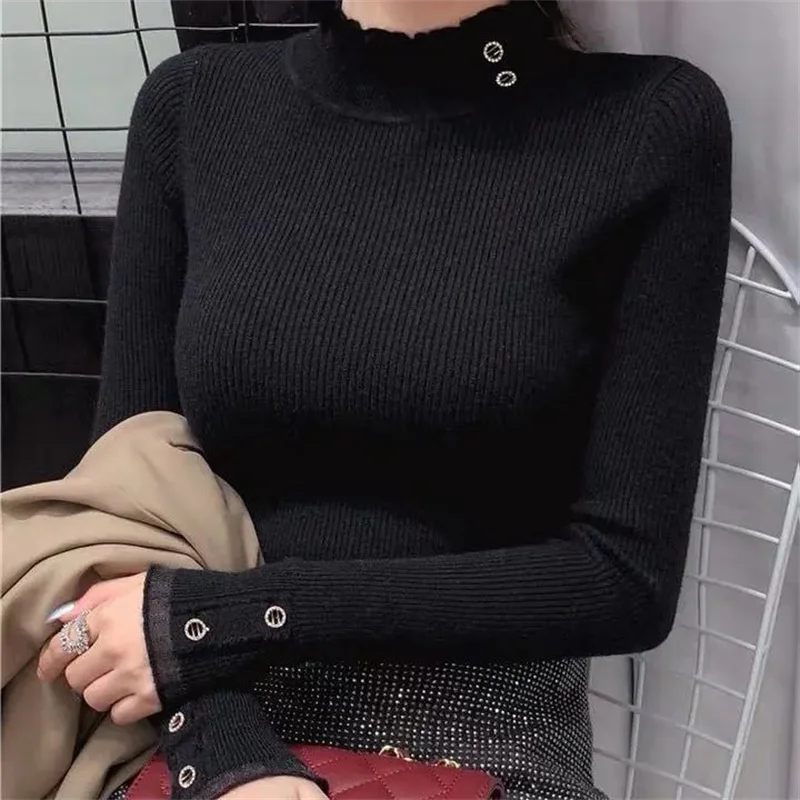 Winter Women Turtleneck Sweater Oversize Long Sleeve Top Autumn Casual Loose Jumper White Thick Warm Knitted Pullovers for Women