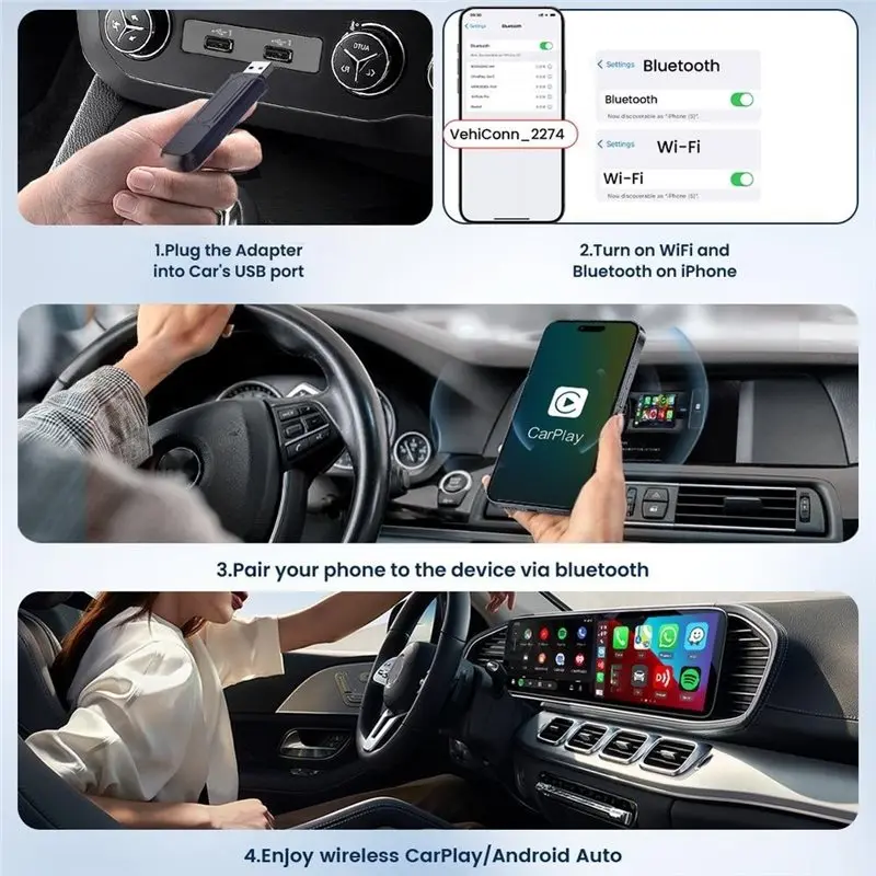 NEW HOT In Stock-MINI 5 Pro USB Dongle Wired To Wireless For Carplay Adapter Android Auto Box For Car Wifi Bluetooth Auto Connec