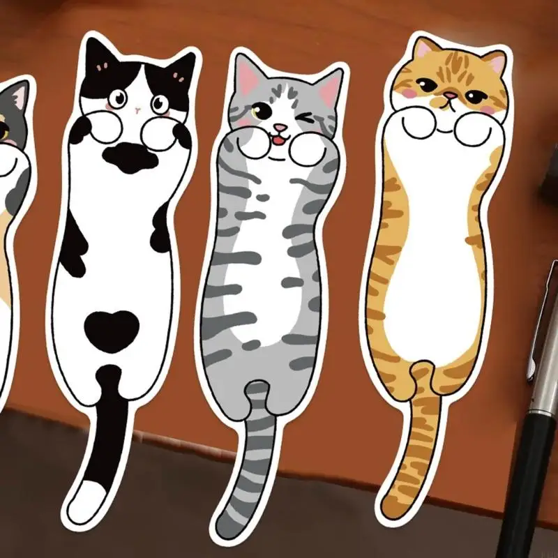 

F42D 30Pcs Cartoon Kitten Paper Bookmarks Reading Aid for Book Lover Student Reader