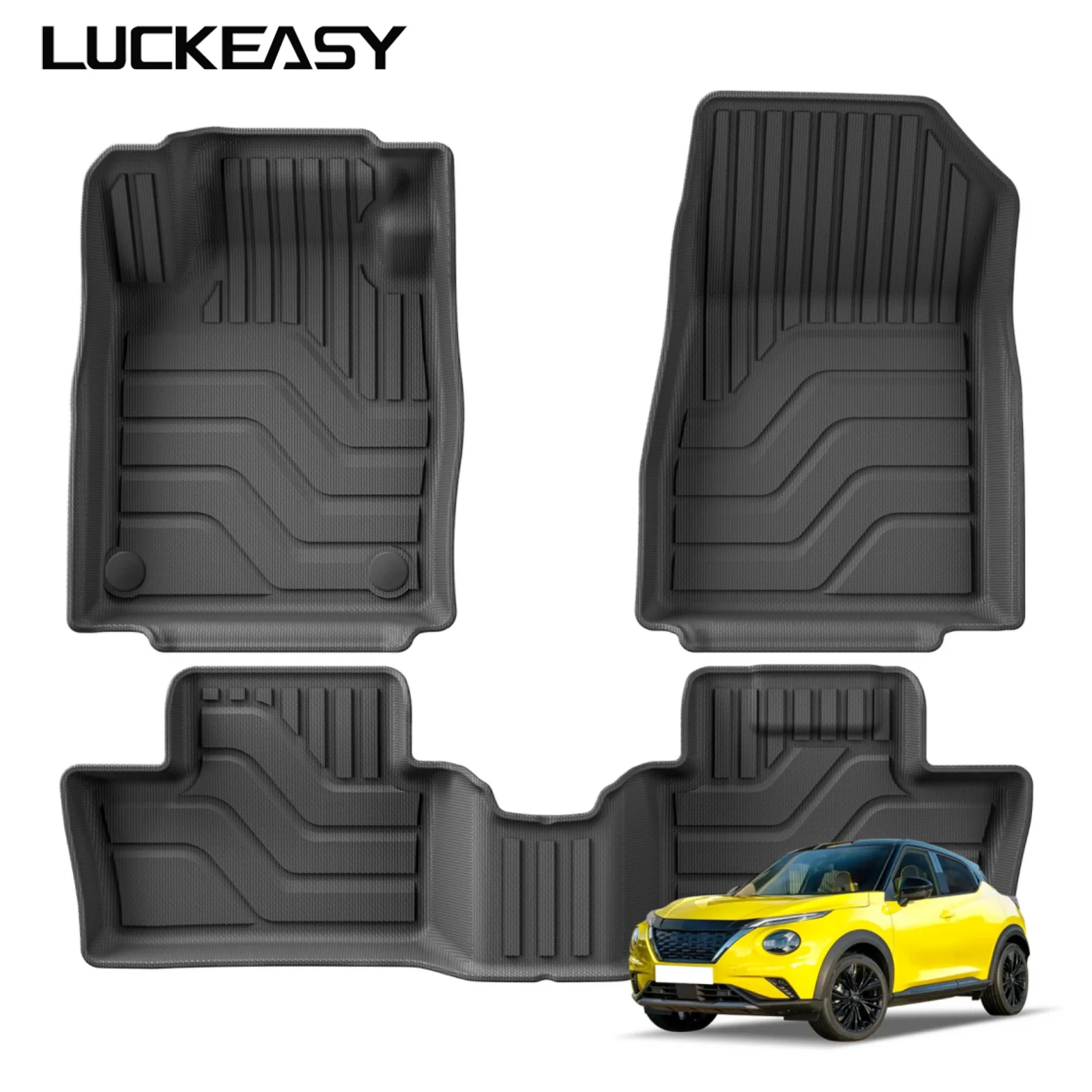 LUCKEASY for Nissan Juke Fuel 2020-2024 Car Floor Mats Cargo Liner Trunk Pad TPE 3D Foot Mat All Weather Black
