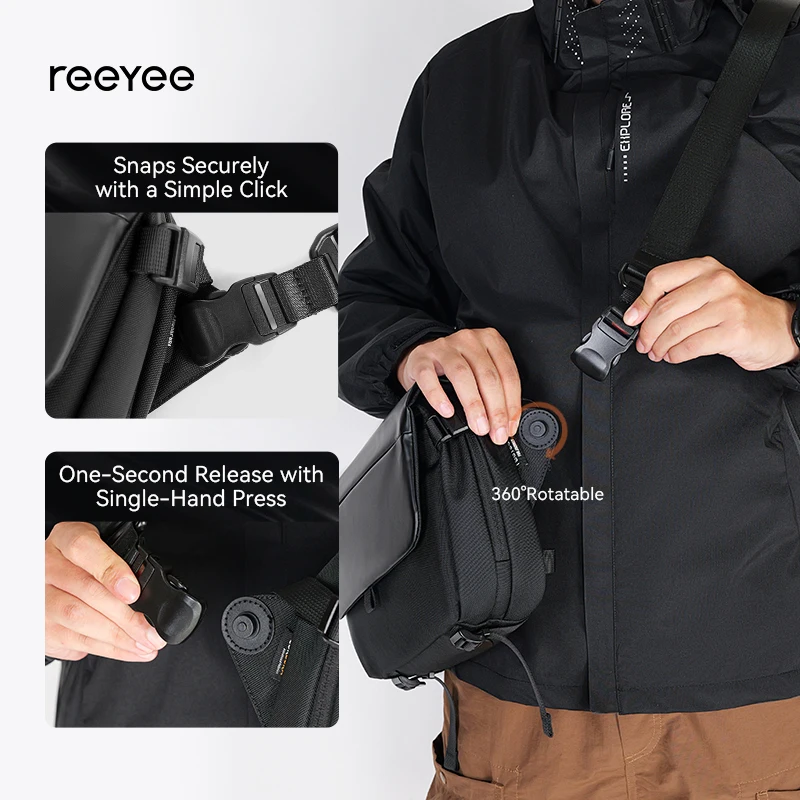 ReeYee A6 6L Large Sling Bag, Durable Cordura Waterproof Crossbody Pack, Smart Organization Anti-Theft Shoulder Bag