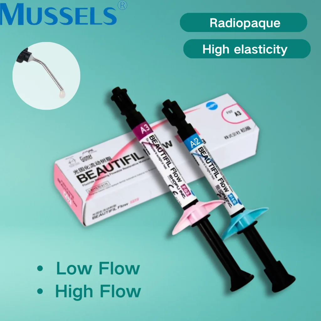 

2g Dental Flowable Composite Resin Light-Curable Fluoride Releasing Flow Restorative Material Etch Gel Adhesive Oral Filling
