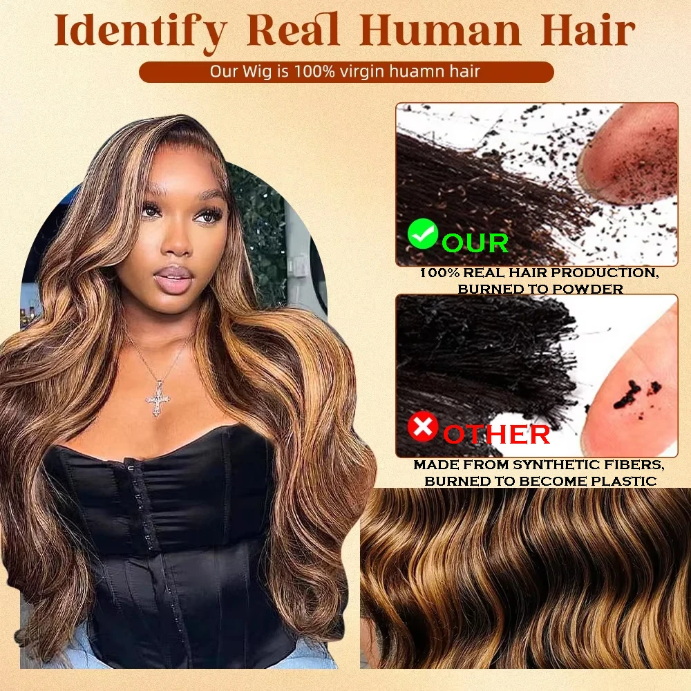 30 32 Inch P4/27 Highlight Body Wave Lace Frontal Wigs Colored Ombre Wigs Human Hair 13X4 Lace Front Human Hair Wigs For Women