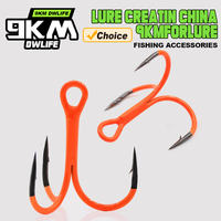 10Pcs Triple Hook Treble Hooks 2X Strong for Deep Freshwater Applications, Orange Ultra Violet (UV)