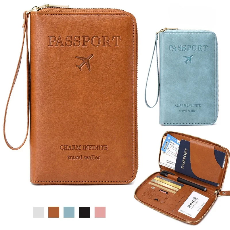 

Fashion Multi-Function Travel RFID Passport Holder Cover Case Women Men PU Leather Doccuments Packet Ticket Protective Bags