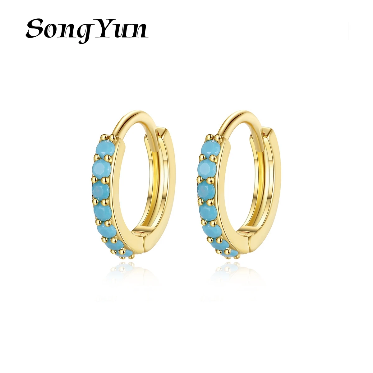 

SongYun Jewelry Manufacturer MHT Copper Zircon Stud Earrings For Women Inlay Turquoise Jewelry Earrings For Women Accessories