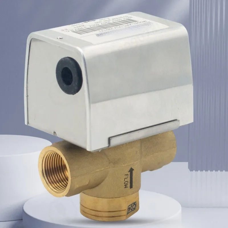 DN20 Electric 3-Way Water Valve Fan Coil Solenoid Valve Central Air Conditioning Flow Control Valve Replacement Part