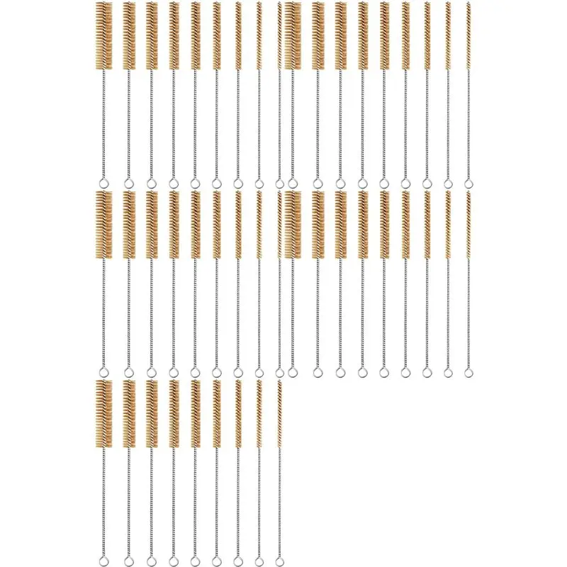 DT16 45PCS Brass Wire Brush Set Tube Cleaning Brush 12 Inch Round Wire Brushes Kit, Bore Brush Metal Bristle Cleaning for Tube