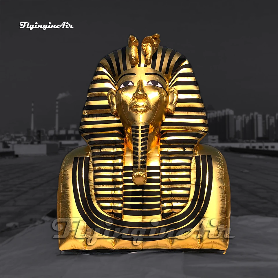 Customized 3m Golden Inflatable Ancient Egypt Pharaoh Statue Model For Park And Club Decoration