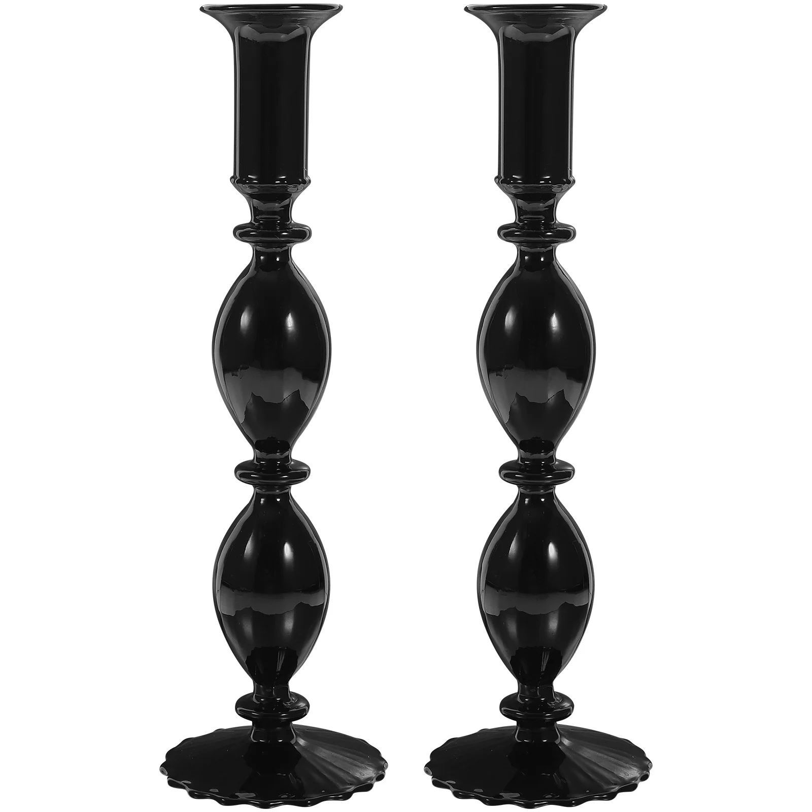 2 قطعة حامل زجاجي شمعدانات مستدقة رومانسية لطاولة الطعام وحفلات الزفاف وديكور المنزل وديكور شفاف