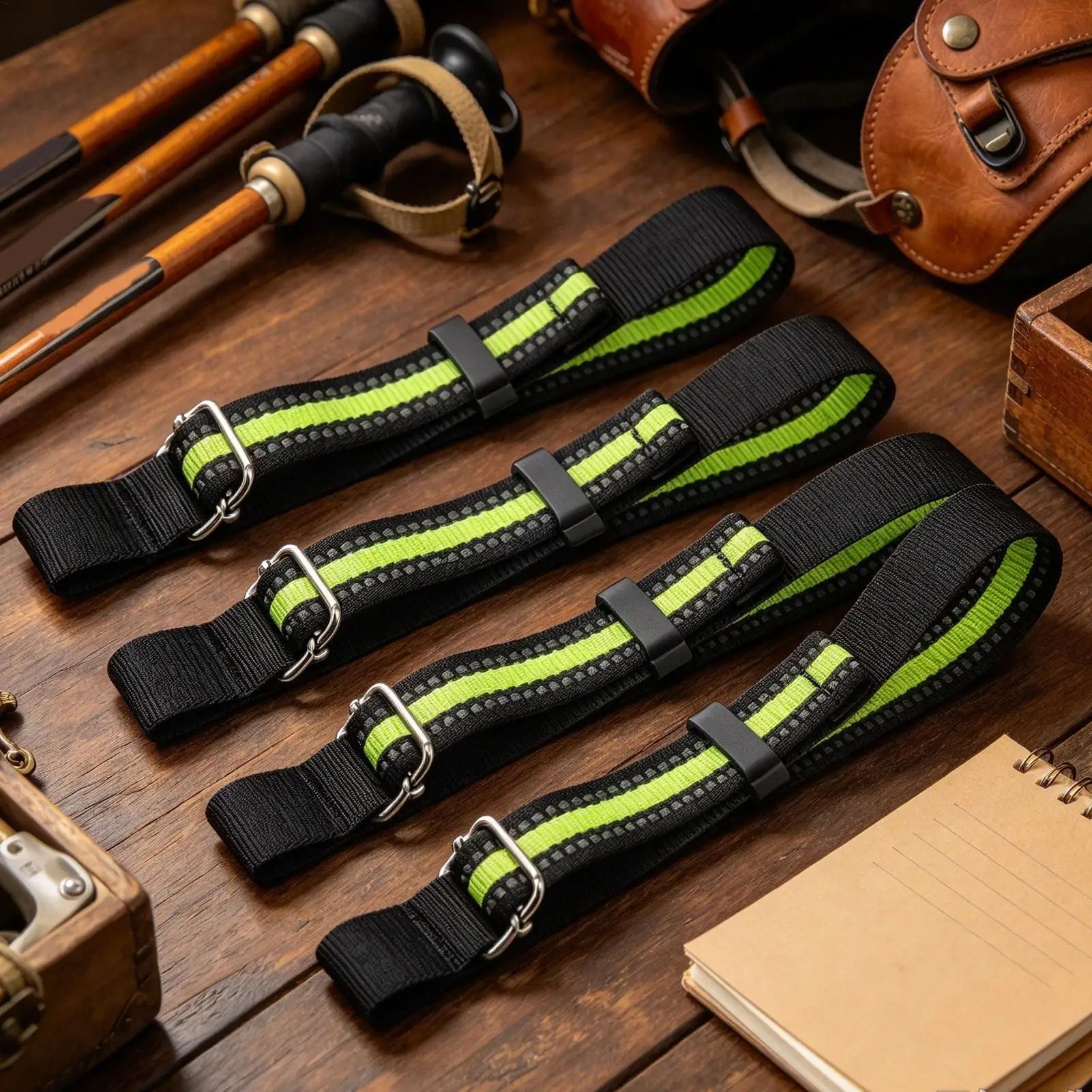Skiing Brake Retainer Straps 4 Pieces Reflective Adjustable Storage Strap Quick Release Skiing Binding Brake Band For Easy